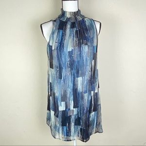 Fab'rik High Neck Swing Semi-sheer Dress sz small